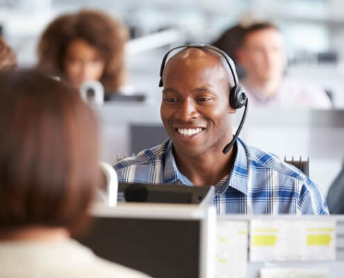 african-american man working in call center