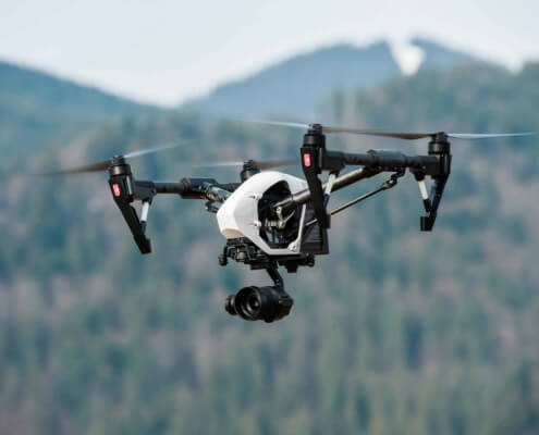 high tech drone flying