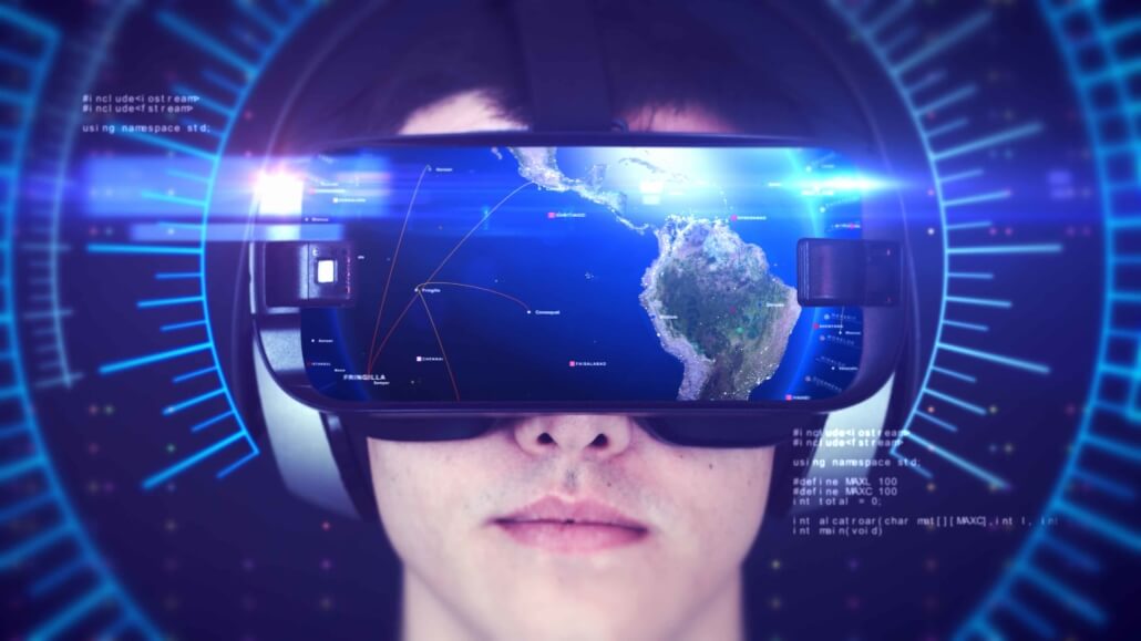 person wearing VR mask