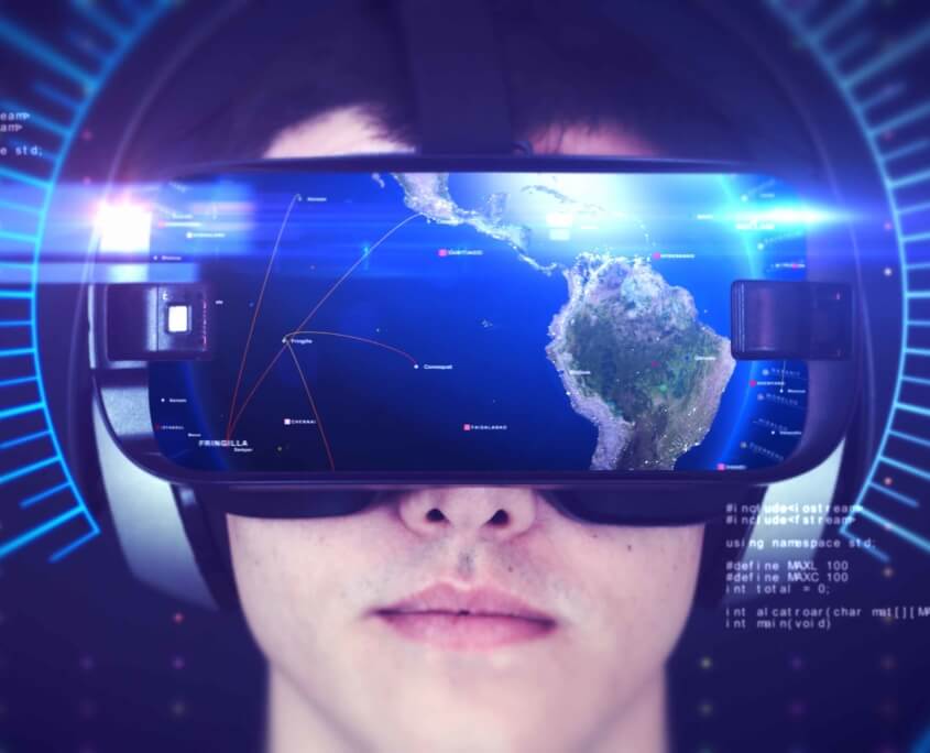 person wearing VR mask